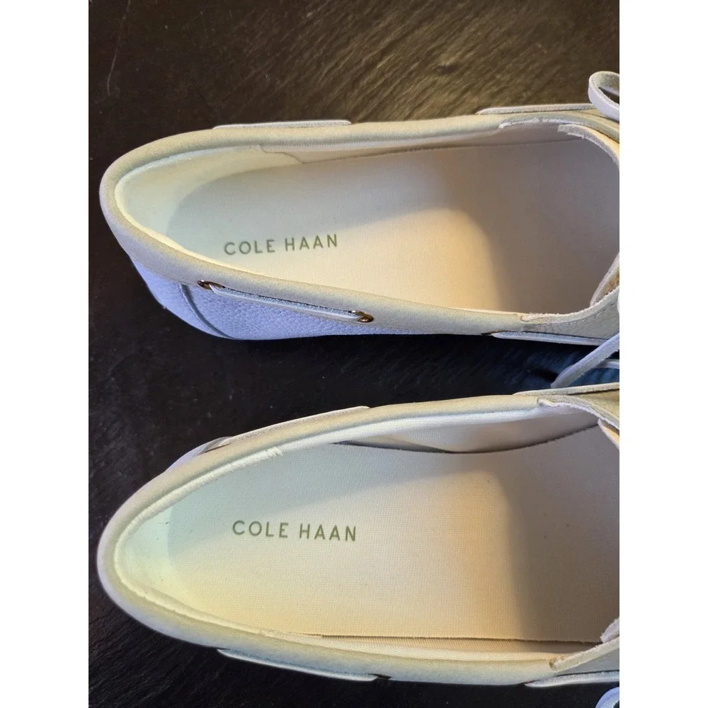 Cole Haan Wms Bayport Boat Shoes 2-Tone Leather Skyway & Vanilla Size 8.5M NEW!